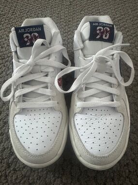 Jordan Kids White with Navy Accent Low-Top Sneakers
